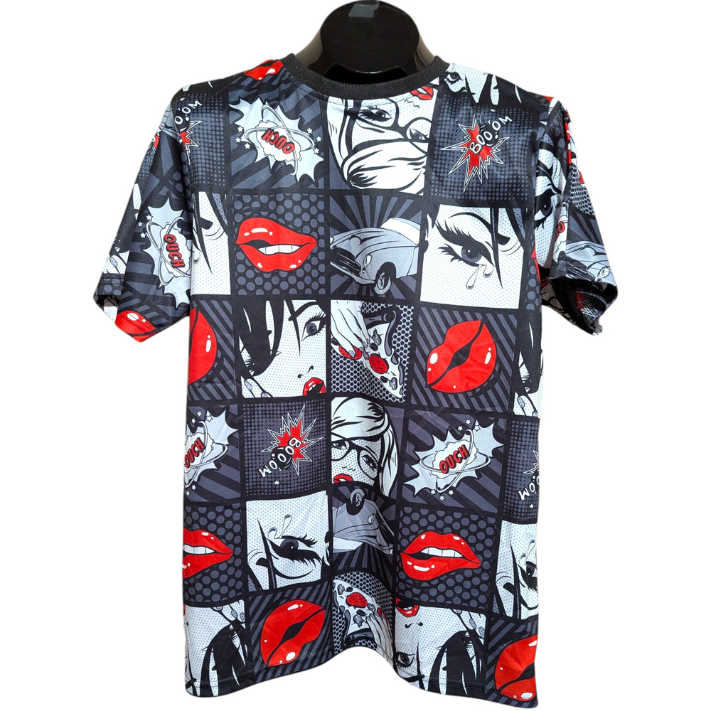 Oh Snap! by Drill Clothing Co. Black Gray Red Comic Short Sleeve Tee Medium